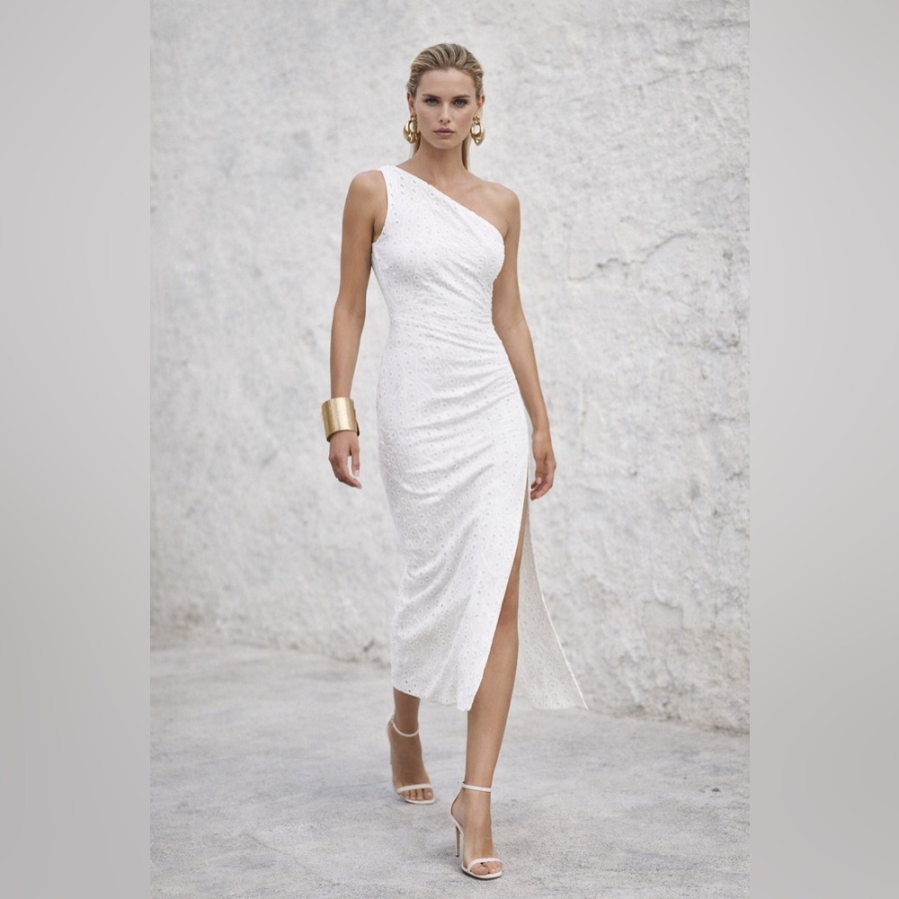 NWT ZARA EMBROIDERED ASYMMETRIC DRESS
